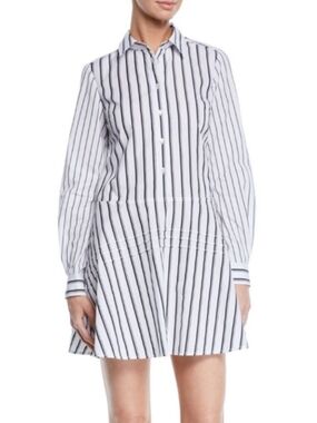 Derek Lam 10 Crosby Striped Cotton Shirt Dress Drop Waist
